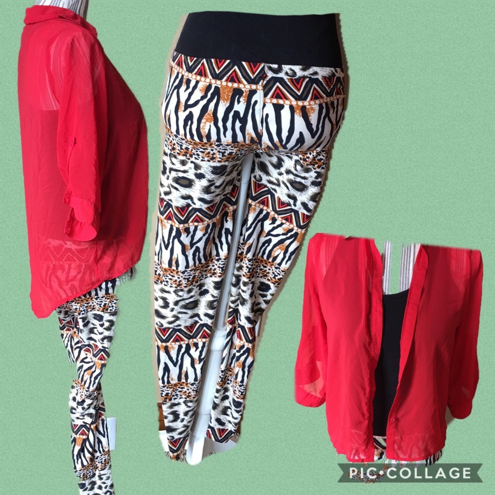 Sheer Red button up top from Rue21